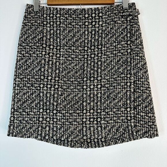 Banana Republic Faux Wrap Tweed Mini Skirt Womens 6 Preppy Woven Plaid - Picture 1 of 8
